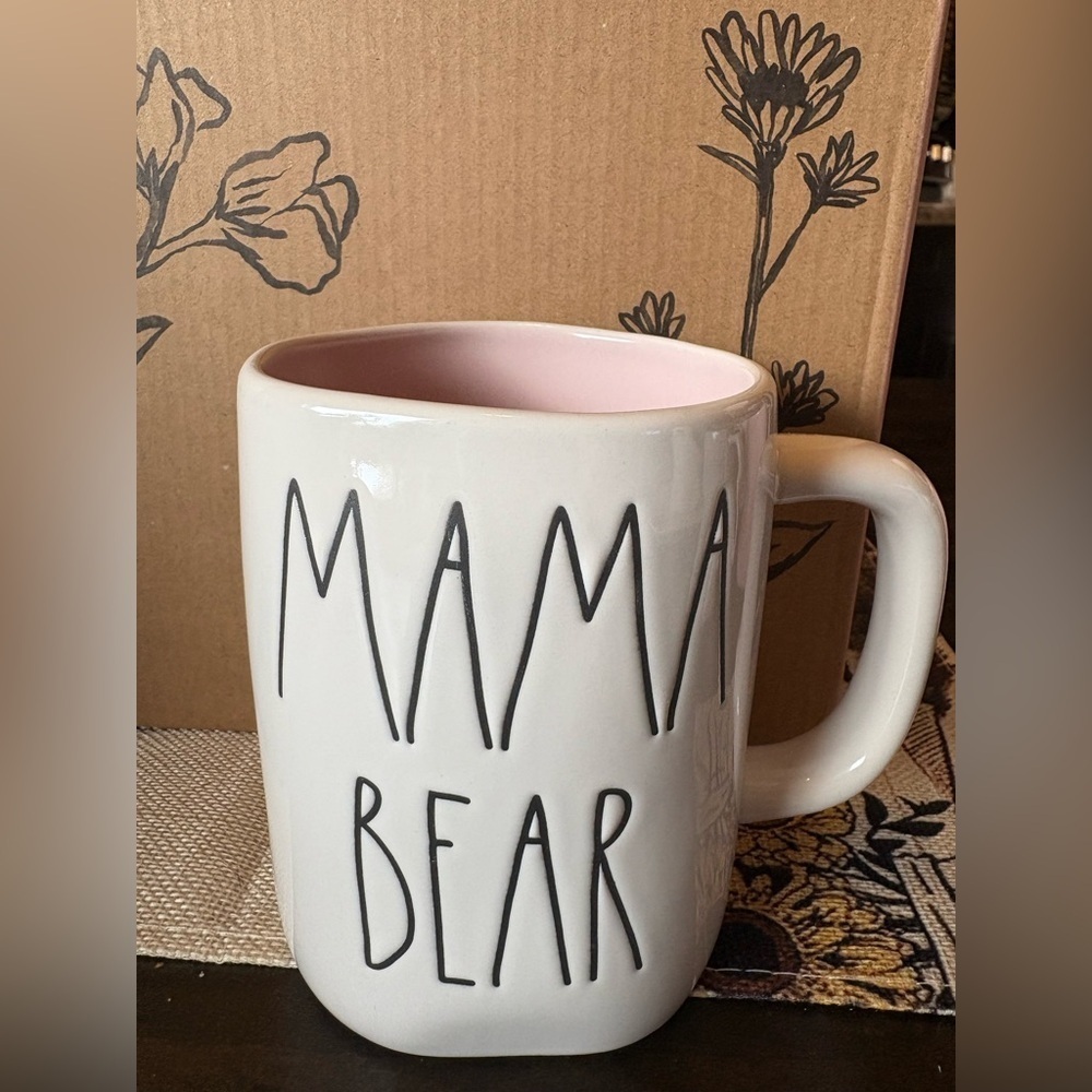 Rae Dunn Cream and Pink 'Mama Bear' Mug
